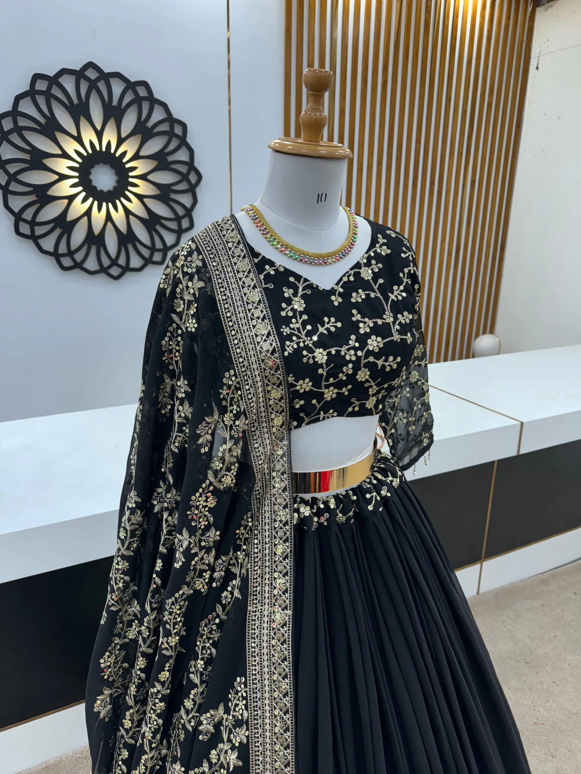ZF 358 Black Color Faux Georgette With Heavy Embroidery Sequence Work Lehenga Choli Wedding, Party, Events Etc. Expected Delivery 4-6 Working Days 2099/- | Lehenga, Bollywood Lehenga, Creative Lehenga, Designer Lehenga, Embroidered Lehenga, Party Wear Lehenga
