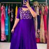 Stylish Violet Color Georgette thread with Sequence Work Gown
