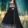 DS 1130 Black color Georgette with Foil Embroidery Stone Work Anarkali Suit Wedding, Party, Festive, Events Etc. Expected Delivery 4-6 Working Days @1999/- | Anarkali Suits, Bollywood Anarkali, Creative-Anarkali, Designer Anarkali, Embroidered Anarkali, Party Wear Anarkali