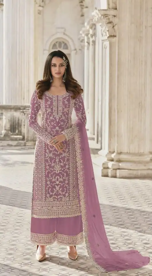 S 3304 Light purple Top : Butterfly Net Work : Embroidery Work Wedding, Festive, Events Embroidered Sharara @2299 | Salwar suit, Casual Suits, Creative suits, Designer Suits, Palazzo Suits, Party Wear Suits, Straight Suits