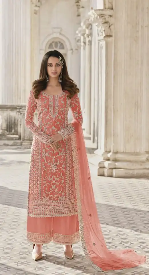 S 3304 Pink color Top : Butterfly Net Work : Embroidery Work Wedding, Festive, Events Embroidered Sharara @2299 | Salwar suit, Casual Suits, Creative suits, Designer Suits, Palazzo Suits, Party Wear Suits, Straight Suits