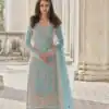 S 3304 Sky Blue Top : Butterfly Net Work : Embroidery Work Wedding, Festive, Events Embroidered Sharara @2299 | Salwar suit, Casual Suits, Creative suits, Designer Suits, Palazzo Suits, Party Wear Suits, Straight Suits