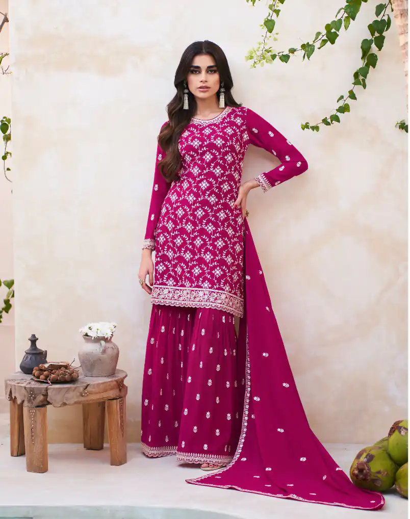 Fc Zohara 9757 Red Top : Georgette Work : Heavy Embroidery Designer Work Bottom : Santoon Wedding, Party, Festive @3249/- | Jump Suits, Salwar suit, Casual Suits, Creative suits, Designer Suits, Palazzo Suits, Party Wear Suits, Patiala Suits, Straight Suits