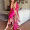 Pink Taffeta Embroidery Salwar Suit