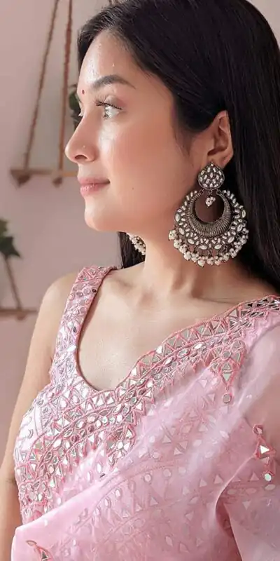 KD 215 Baby Pink Saree : Original Organza Blouse : Banglori Silk Work : Beautiful Embroidery With Real Mirror Work Party, Wedding @1499/- | Sarees, Bollywood Sarees, Creative Sarees, Designer Sarees, Embroidered Sarees, Modern Digital sarees, Party Wear Sarees