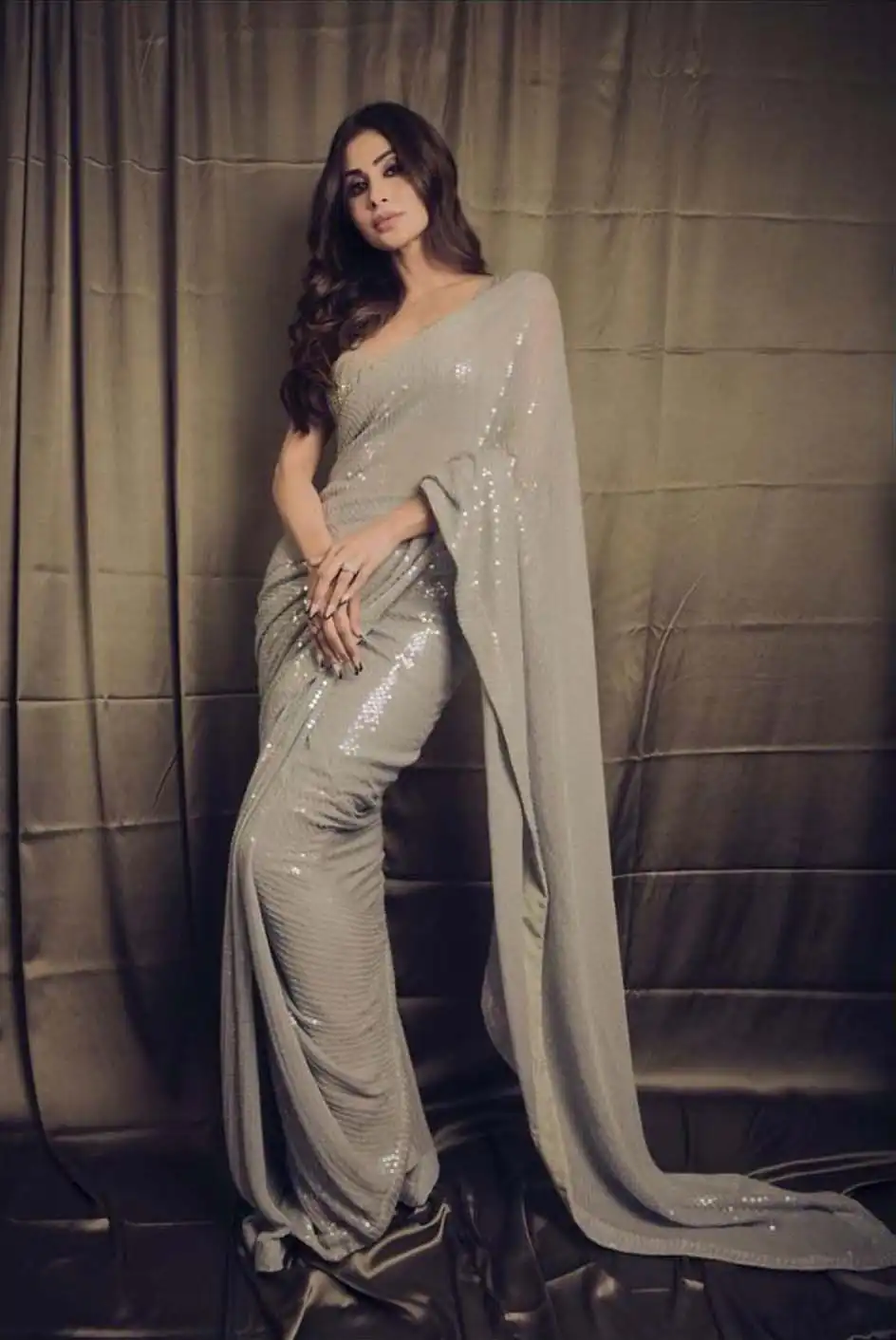 KF 1267 Grey Saree: Heavy Georgette Work: Beautiful Looking Heavy Sequence Work Blouse: Heavy Georgette Party, Wedding, Festive Etc. @1599 | Designer Sarees, Embroidered Sarees, Sarees, Bollywood Sarees, Creative Sarees, Ethnic Saree, Party Wear Sarees