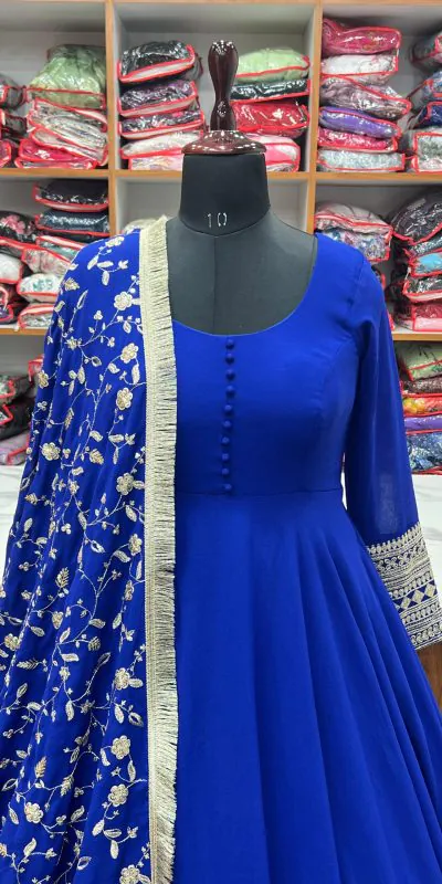 FC 241 Royal Blue color Pure Soft Faux Georgette Anarkali Suit Casual, Wedding, Party, Festive, Events Etc. Expected Delivery  4-6 Working Days @2199/- | Anarkali Suits, Bollywood Anarkali, Creative-Anarkali, Designer Anarkali, Embroidered Anarkali, Party Wear Anarkali