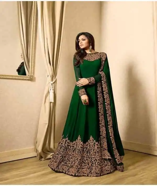 Floor Length Anarkali For Women’s In Green Color With Heavy Georgette | Anarkali Suits, Bollywood Anarkali, Creative-Anarkali, Designer Anarkali, Embroidered Anarkali, Party Wear Anarkali
