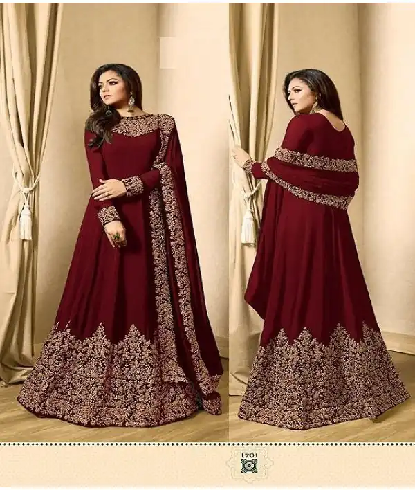 Floor Length Anarkali For Women’s In Maroon Color With Heavy Georgette | Anarkali Suits, Bollywood Anarkali, Creative-Anarkali, Designer Anarkali, Embroidered Anarkali, Party Wear Anarkali