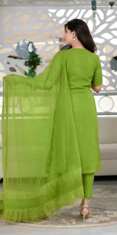 RTCKD 1040 Green Top: Heavy Rayon Dupatta: Net Work: Fancy Thread Embroidery Sequence Work Party, Wedding, Festive @1649/- Only | Salwar suit, Casual Suits, Creative suits, Designer Suits, Party Wear Suits, Straight Suits