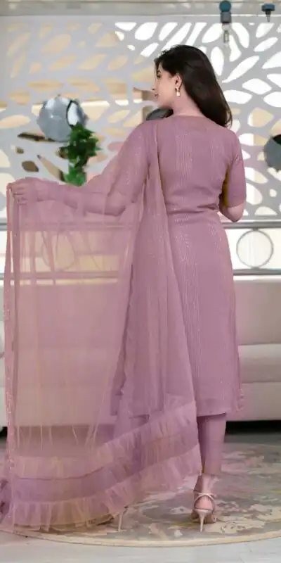 RTCKD 1040 Light Purple Top: Heavy Rayon Dupatta: Net Work: Fancy Thread Embroidery Sequence Work Party, Wedding, Festive @1649/- Only | Salwar suit, Casual Suits, Creative suits, Designer Suits, Party Wear Suits, Straight Suits