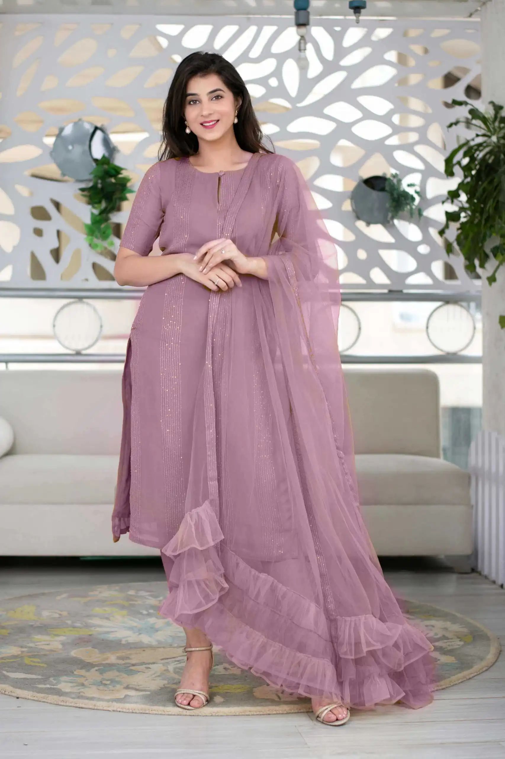RTCKD 1040 Light Purple Top: Heavy Rayon Dupatta: Net Work: Fancy Thread Embroidery Sequence Work Party, Wedding, Festive @1649/- Only | Salwar suit, Casual Suits, Creative suits, Designer Suits, Party Wear Suits, Straight Suits