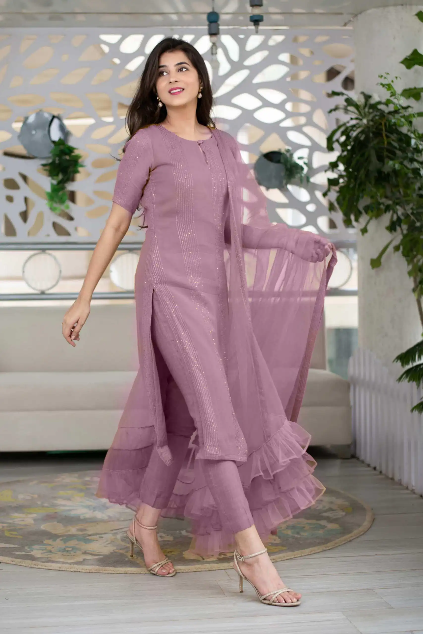 RTCKD 1040 Light Purple Top: Heavy Rayon Dupatta: Net Work: Fancy Thread Embroidery Sequence Work Party, Wedding, Festive @1649/- Only | Salwar suit, Casual Suits, Creative suits, Designer Suits, Party Wear Suits, Straight Suits