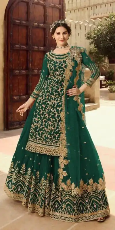 S 15030 Green Color Georgette Soft Net Sequence Embroidery Work Lehenga Choli Wedding, Party, Events Etc. Expected Delivery 4-6 Working Days 2299/- | Lehenga, Bollywood Lehenga, Creative Lehenga, Designer Lehenga, Embroidered Lehenga, Party Wear Lehenga