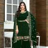 Mesmerizing Green color Georgette Embroidery Stone work Sharara Suit