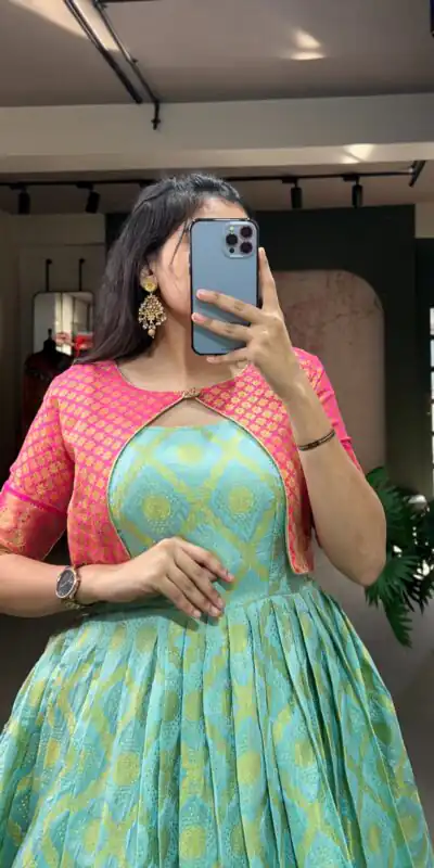 YNF 5301 Green Color Gown : Georgette Work : Printed Casual, Wedding, Festive, Events, Designer Party Wear, White Gown @1649/- | Gowns, Bollywood Gowns, Creative Gowns, Designer Gowns, Embroidered Gowns, Party Wear Gowns