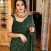 Party Wear Green Color Georgette Sequence Work Saree For Women's