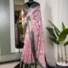 Perfect Pink Color  Dola Silk Printed With Zari Border Saree