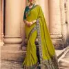 Exemplary Pista Green Color Sana Silk With Jacquard Lace Saree