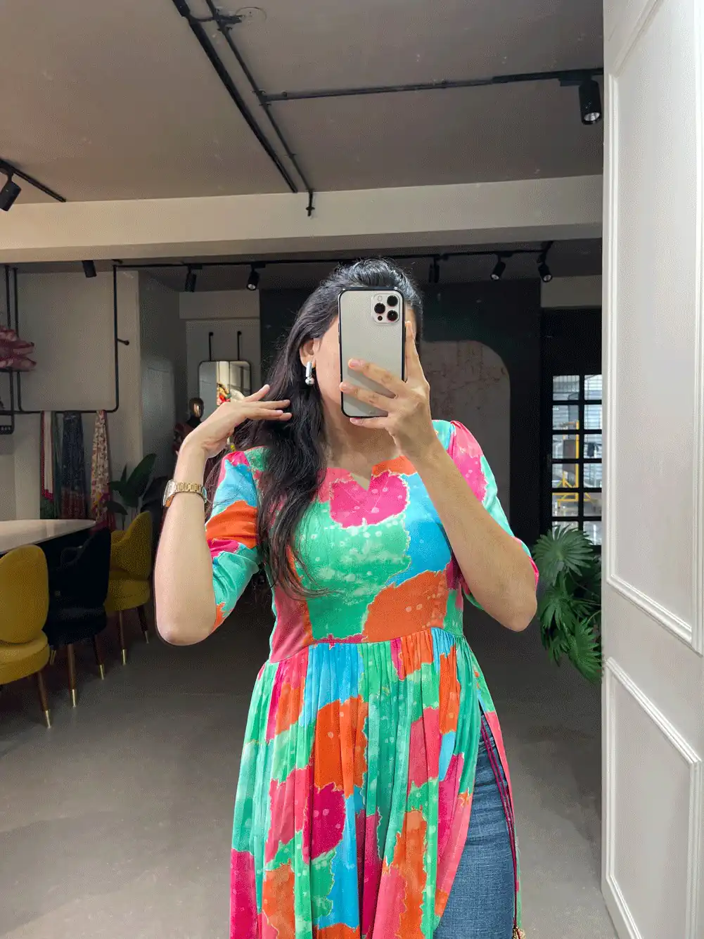 YNF 3305 Green Color: Fabrics: :- Rayon cotton With Foil Print Stitch Type: Fully-Stitched inside 2 inch extra margin support up to 36” to 40 ) | Kurti, Bollywood Kurti, Creative Kurtis, Designer Kurti, Party Wear Kurti, Selfie Kurti