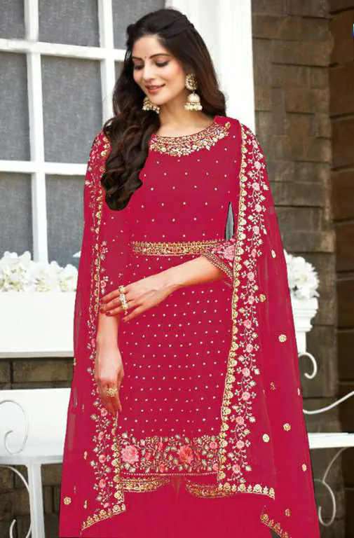 Ds 003821 Red color Georgette Embroidery Stone work Sharara suit Wedding, Party, Festive, Events Etc. Expected Delivery 4-6 Working Days @2299/- | Salwar suit, Casual Suits, Creative suits, Designer Suits, Palazzo Suits, Party Wear Suits, Straight Suits