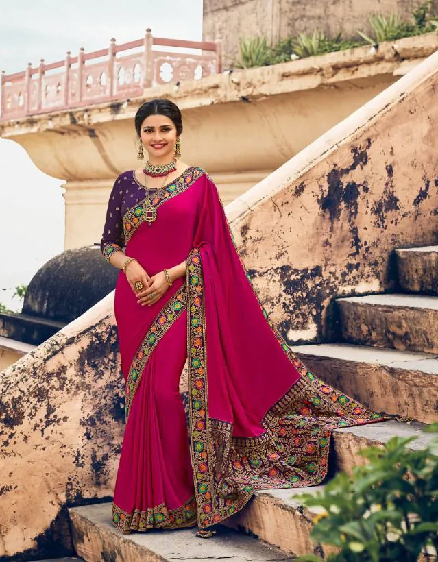 JR  TANVI Rani Pink Saree : Premium Sana Silk With Beautiful Jacquard Lace Blouse : Heavy Jacquard Fabrics  Daily, Casual, Festive @1549/- | Designer Sarees, Sarees, Bollywood Sarees, Creative Sarees, Embroidered Sarees, Ethnic Saree, Modern Digital sarees, Party Wear Sarees