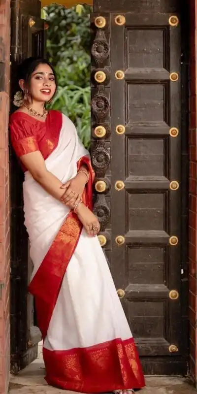 DDF White Pari White Color Soft Lichi Silk With Ordinary Design Saree Casual, Party Wear, Wedding, Events Etc. Expected Delivery 4-6 Working Days 1499/- | Sarees, Bollywood Sarees, Creative Sarees, Designer Sarees, Embroidered Sarees, Ethnic Saree, Modern Digital sarees, Party Wear Sarees