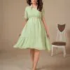 Aesthetically Pleasing Light Green Color Georgette Butti Kurti