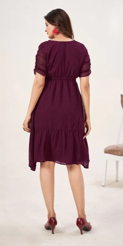 INLI Charming Wine Color Heavy Georgette Butti Kurti Casual, Wedding, Party, Festive, Events Etc. Expected Delivery 4-6 Working Days @1299/- | Kurti, Bollywood Kurti, Creative Kurtis, Designer Kurti, Party Wear Kurti, Selfie Kurti