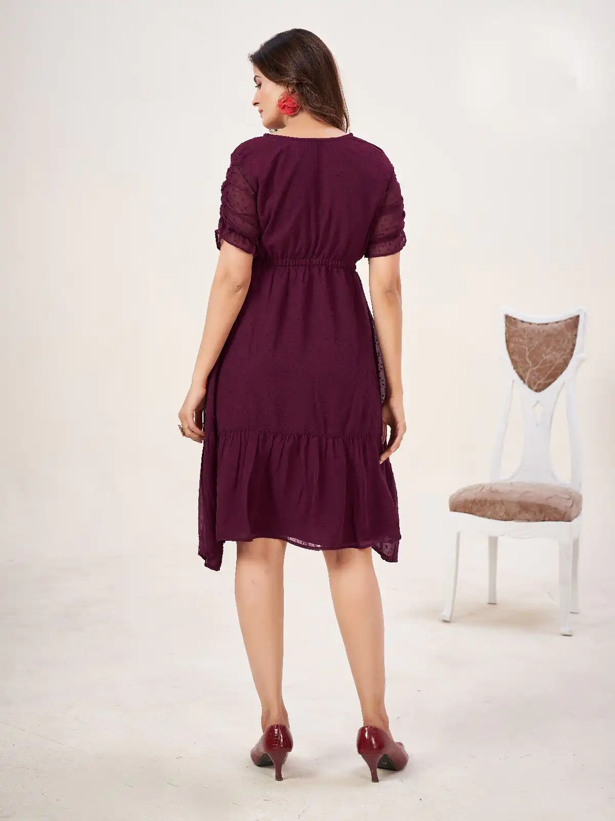 INLI Charming Wine Color Heavy Georgette Butti Kurti Casual, Wedding, Party, Festive, Events Etc. Expected Delivery 4-6 Working Days @1299/- | Kurti, Bollywood Kurti, Creative Kurtis, Designer Kurti, Party Wear Kurti, Selfie Kurti