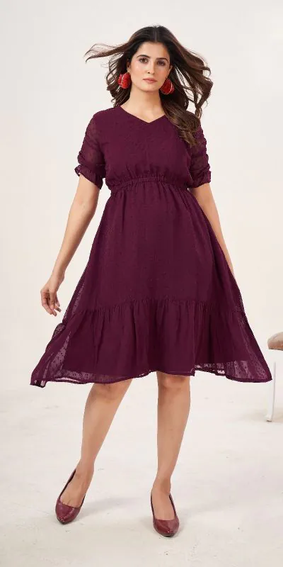 INLI Charming Wine Color Heavy Georgette Butti Kurti Casual, Wedding, Party, Festive, Events Etc. Expected Delivery 4-6 Working Days @1299/- | Kurti, Bollywood Kurti, Creative Kurtis, Designer Kurti, Party Wear Kurti, Selfie Kurti