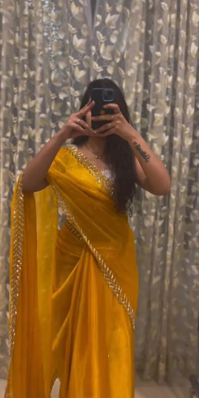 KD 459 Mustard Color Jimmy choo Thread Sequence Work Saree Casual, Party, Wedding, Festive, Events Etc.  Expected Delivery  4-6 Working Days @1750/- Only | Designer Sarees, Sarees, Bollywood Sarees, Creative Sarees, Embroidered Sarees, Ethnic Saree, Modern Digital sarees, Party Wear Sarees