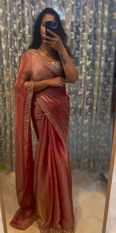KD 459 Peach Color Jimmy choo Thread Sequence Work Saree Casual, Party, Wedding, Festive, Events Etc.  Expected Delivery  4-6 Working Days @1750/- Only | Designer Sarees, Sarees, Bollywood Sarees, Creative Sarees, Embroidered Sarees, Ethnic Saree, Modern Digital sarees, Party Wear Sarees