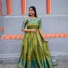 Attractive Green Color Kanjivaram Silk Zari Weaving Work Gown