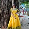 Attractive Yellow Color Kanjivaram Silk Zari Weaving Work Gown