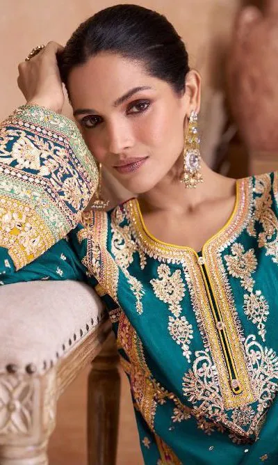  FC 7406 Blue Color Chinon Coding Embroidery Anarkali Suit Wedding, Party, Festive events, etc. Expected Delivery  4-6 Working Days @2849/ | Jump Suits, Salwar suit, Casual Suits, Creative suits, Designer Suits, Palazzo Suits, Party Wear Suits