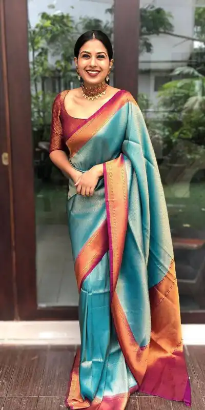 KP 4051 Blue Color Soft Lichi Silk Cloth Rich Pallu All Over Saree Events Casual, Wedding, Festive, Events . Expected Delivery 4-6 Working Days @1399/- | Designer Sarees, Sarees, Bollywood Sarees, Creative Sarees, Embroidered Sarees, Ethnic Saree, Modern Digital sarees, Party Wear Sarees