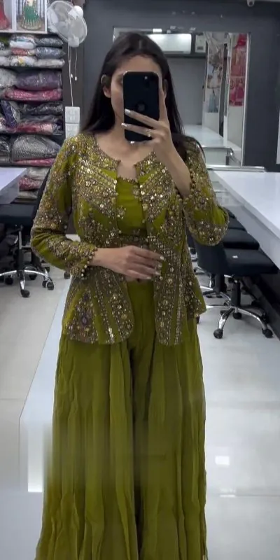 RTC 5651 Green Color Foix Georgette Thread Sequence Salwar Suit Casual, Wedding, Party, Festive, Events Etc. Expected Delivery 4-6 Working Days @2149/- | Jump Suits, Salwar suit, Casual Suits, Creative suits, Designer Suits, Palazzo Suits, Party Wear Suits, Patiala Suits, Straight Suits