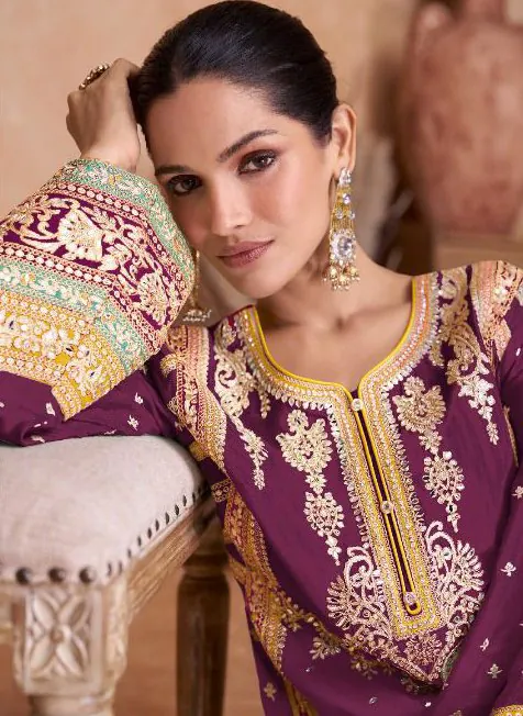  FC 7406 Purple Color Chinon Coding Embroidery Anarkali Suit Wedding, Party, Festive events, etc. Expected Delivery  4-6 Working Days @2849/ | Jump Suits, Salwar suit, Casual Suits, Creative suits, Designer Suits, Palazzo Suits, Party Wear Suits
