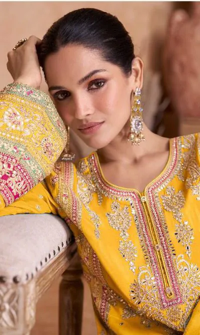  FC 7406 Yellow Color Chinon Coding Embroidery Anarkali Suit Wedding, Party, Festive events, etc. Expected Delivery  4-6 Working Days @2849/ | Jump Suits, Salwar suit, Casual Suits, Creative suits, Designer Suits, Palazzo Suits, Party Wear Suits