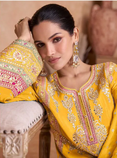  FC 7406 Yellow Color Chinon Coding Embroidery Anarkali Suit Wedding, Party, Festive events, etc. Expected Delivery  4-6 Working Days @2849/ | Jump Suits, Salwar suit, Casual Suits, Creative suits, Designer Suits, Palazzo Suits, Party Wear Suits
