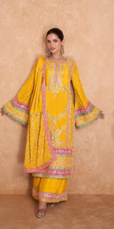  FC 7406 Yellow Color Chinon Coding Embroidery Anarkali Suit Wedding, Party, Festive events, etc. Expected Delivery  4-6 Working Days @2849/ | Jump Suits, Salwar suit, Casual Suits, Creative suits, Designer Suits, Palazzo Suits, Party Wear Suits