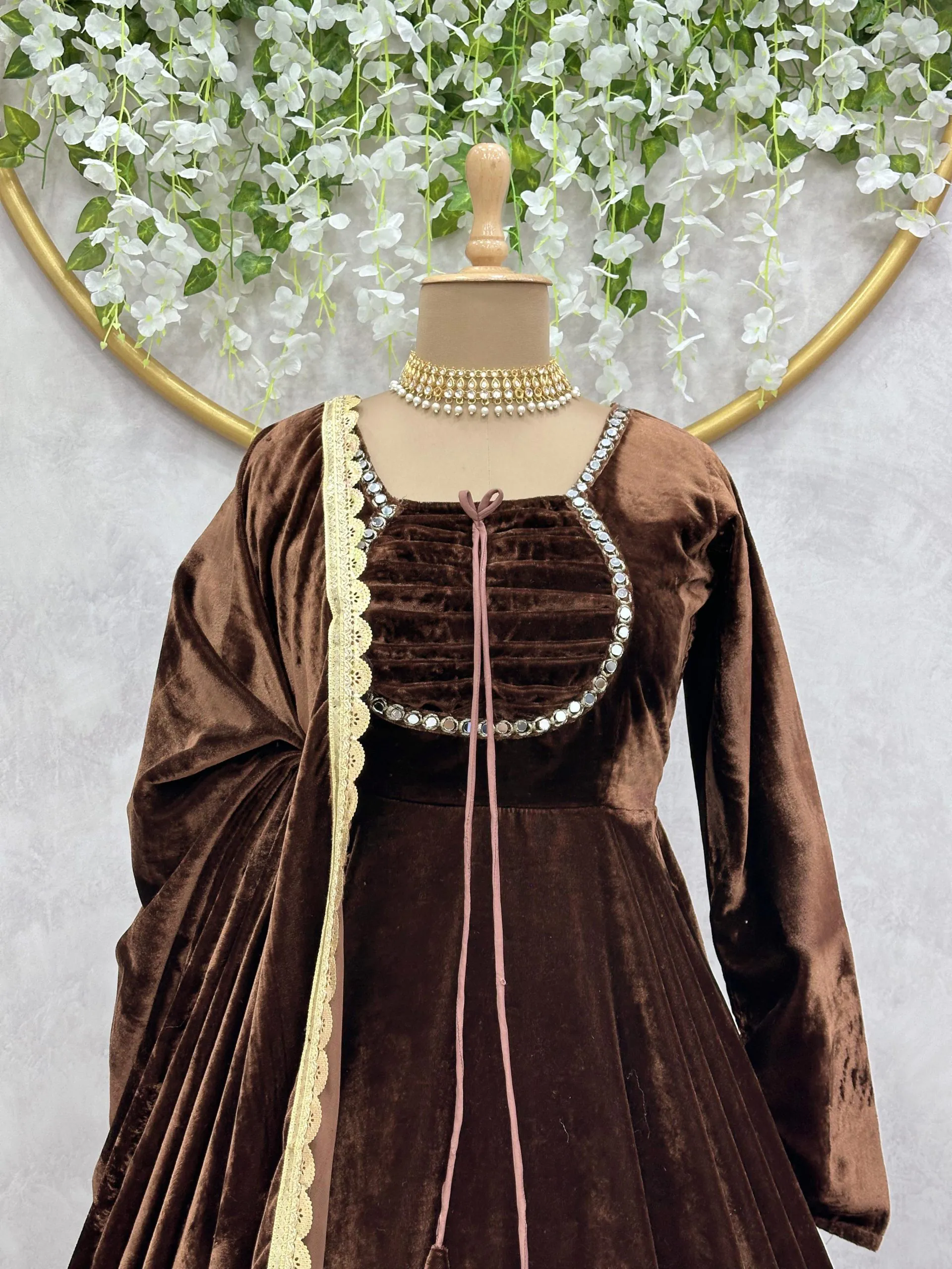 KD 1393 Coffee Color Velvet Real Mirror Fancy Salwar Suit Casual, Party, Festive, Events Wedding Etc.  Expected Delivery 4-6 Working Days @1799/- Only | Jump Suits, Salwar suit, Casual Suits, Creative suits, Designer Suits, Palazzo Suits, Party Wear Suits, Straight Suits