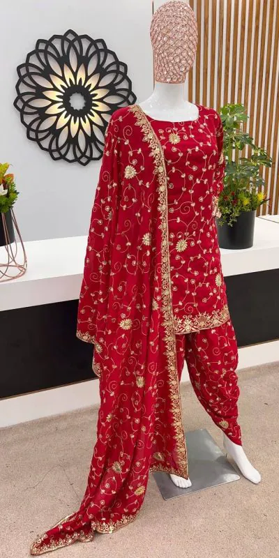 SSR 457 Red Vichitra Silk Embroidery Sequence Work Sleeve Dhoti Stael Sharara Suit Wedding, Party, Festive, Events Expected Delivery 4-6 Working Days @2199/- | Salwar suit, Casual Suits, Creative suits, Designer Suits, Palazzo Suits, Party Wear Suits, Straight Suits