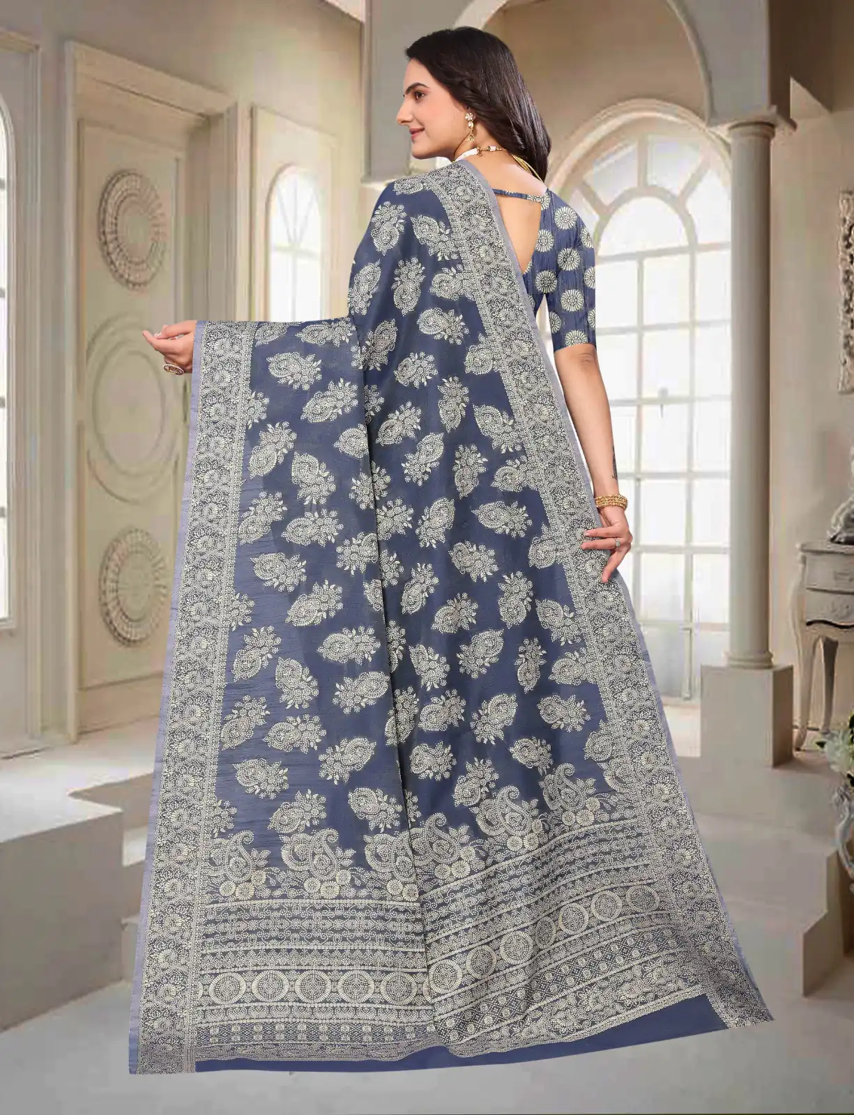 DDH Chikankari Blue Color Chikankari Cotton Line Work Saree Events Casual, Wedding, Festive, Events Etc. Expected Delivery  4-6 Working Days @1749 /- | Designer Sarees, Sarees, Bollywood Sarees, Creative Sarees, Embroidered Sarees, Ethnic Saree, Modern Digital sarees, Party Wear Sarees