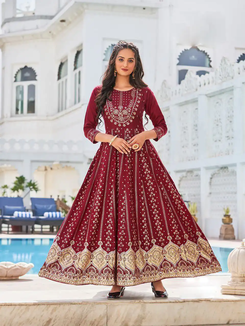 INLI Anarkali Red Color Heavy 14 Kg Rayon Printed Work Kurti Casual, Wedding, Party, Festive, Events Etc. Expected Delivery 4-6 Working Days @1699/- | Kurti, Bollywood Kurti, Creative Kurtis, Designer Kurti, Party Wear Kurti, Selfie Kurti