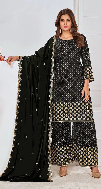 FC 5609 Black Color Cute Light Green Color Georgette Embroidery Stone Sharara Suit Wedding, Party, Festive Expected Delivery 4-6 Working Days  @2199/- | Jump Suits, Salwar suit, Casual Suits, Creative suits, Designer Suits, Palazzo Suits, Party Wear Suits, Patiala Suits, Straight Suits