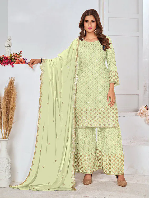 FC 5609 Light Green Color Cute Light Green Color Georgette Embroidery Stone Sharara Suit Wedding, Party, Festive Expected Delivery 4-6 Working Days  @2199/- | Jump Suits, Salwar suit, Casual Suits, Creative suits, Designer Suits, Palazzo Suits, Party Wear Suits, Patiala Suits, Straight Suits