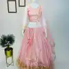 Cute Peach Color Soft Net Embroidery Sequins Lehenga Choli