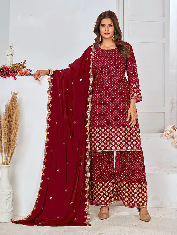 FC 5609 Red Color Cute Light Green Color Georgette Embroidery Stone Sharara Suit Wedding, Party, Festive Expected Delivery 4-6 Working Days  @2199/- | Jump Suits, Salwar suit, Casual Suits, Creative suits, Designer Suits, Palazzo Suits, Party Wear Suits, Patiala Suits, Straight Suits